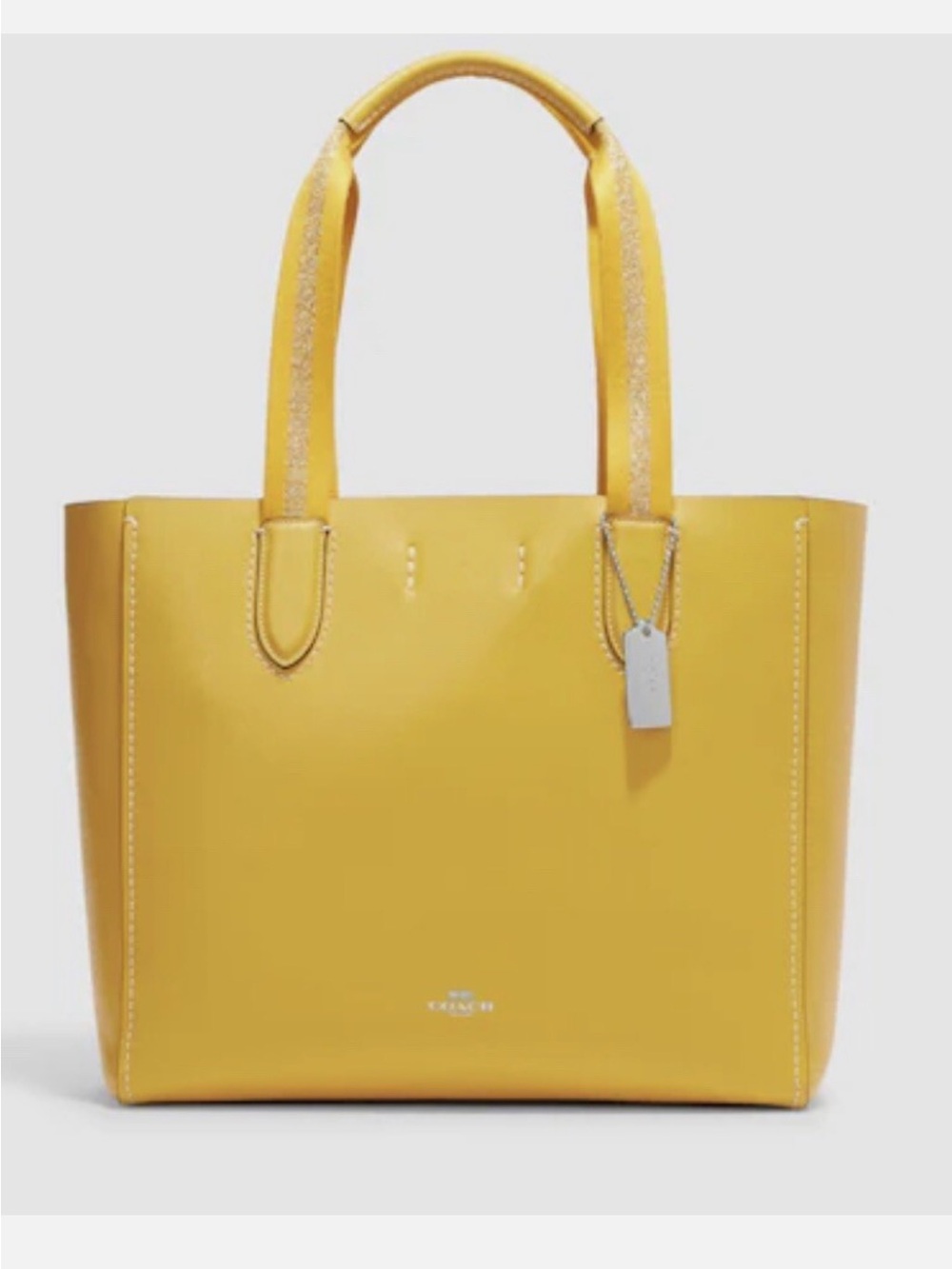 Coach Derby Canary Yellow Leather Silver Logo